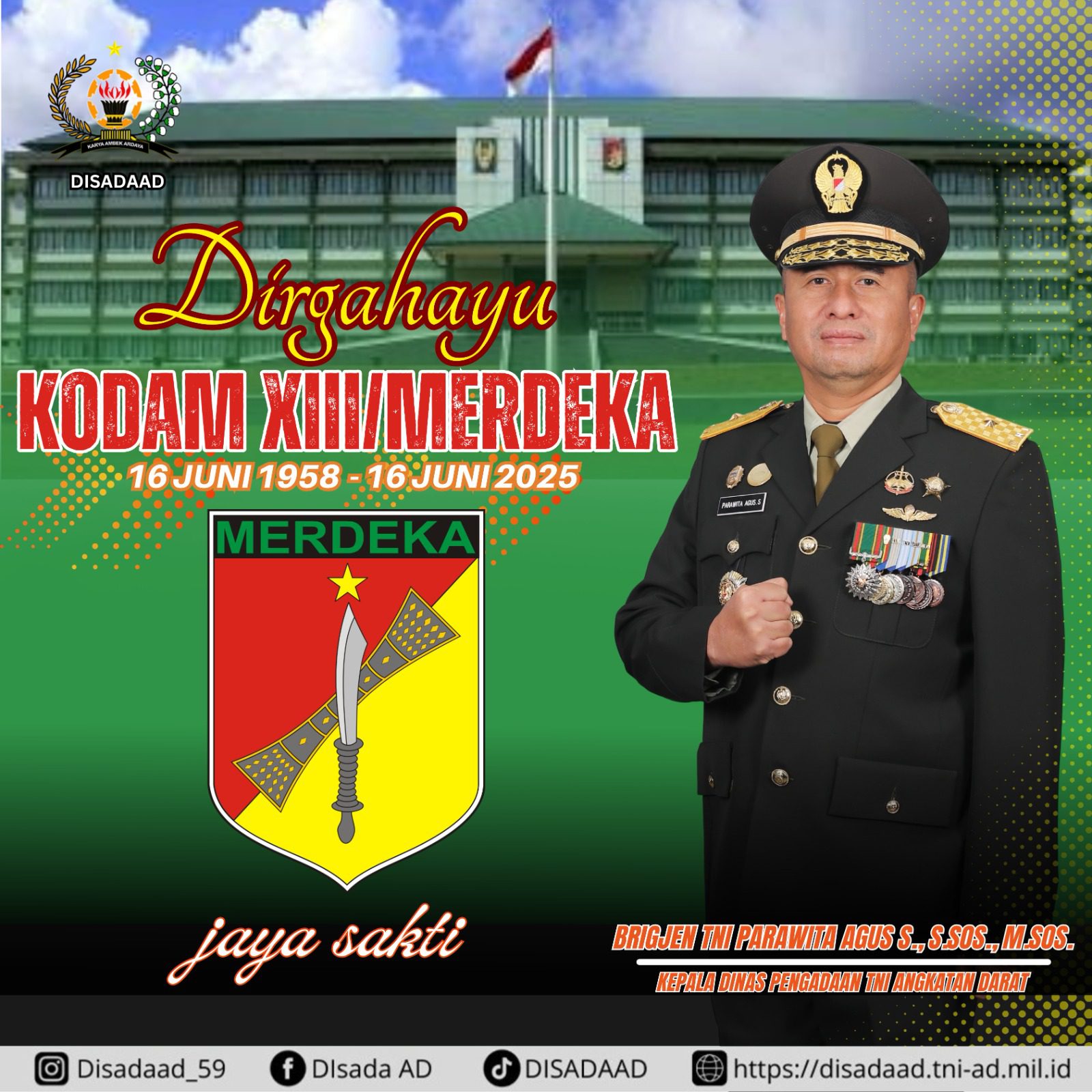 Dirgahayu KODAM XIII/MERDEKA