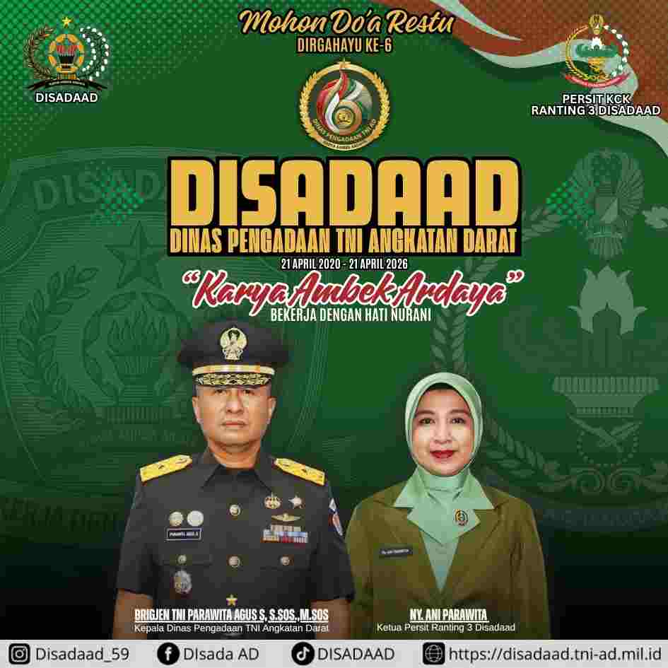 Dirgahayu DISADAAD DINAS ANGKATAN DARAT KE-6