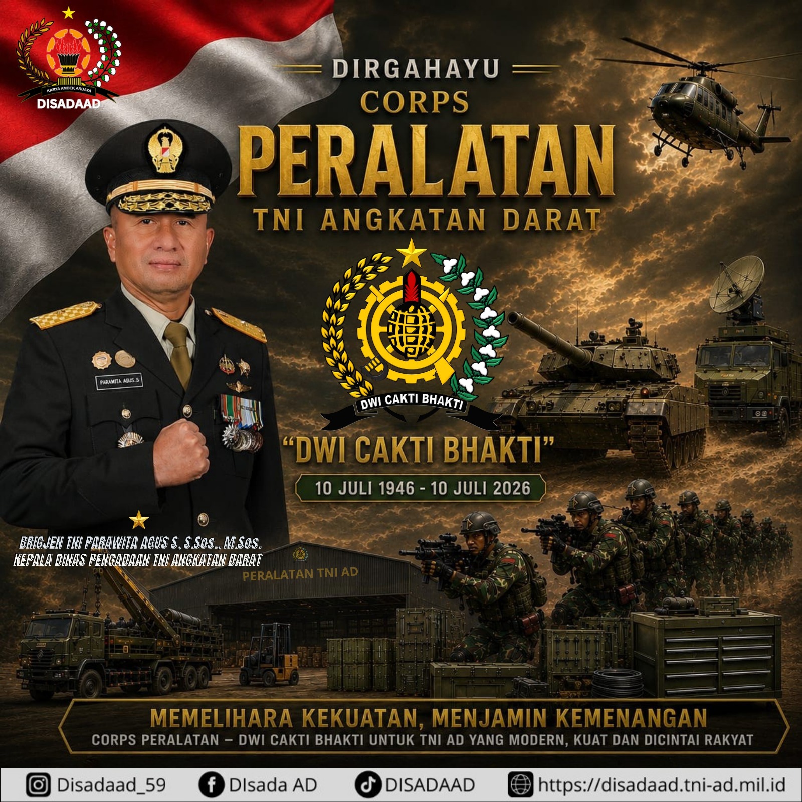 Dirgahayu CORPS PERALATAN TNI ANGKATAN DARAT